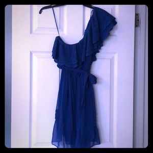 Blue one sleeve dress
